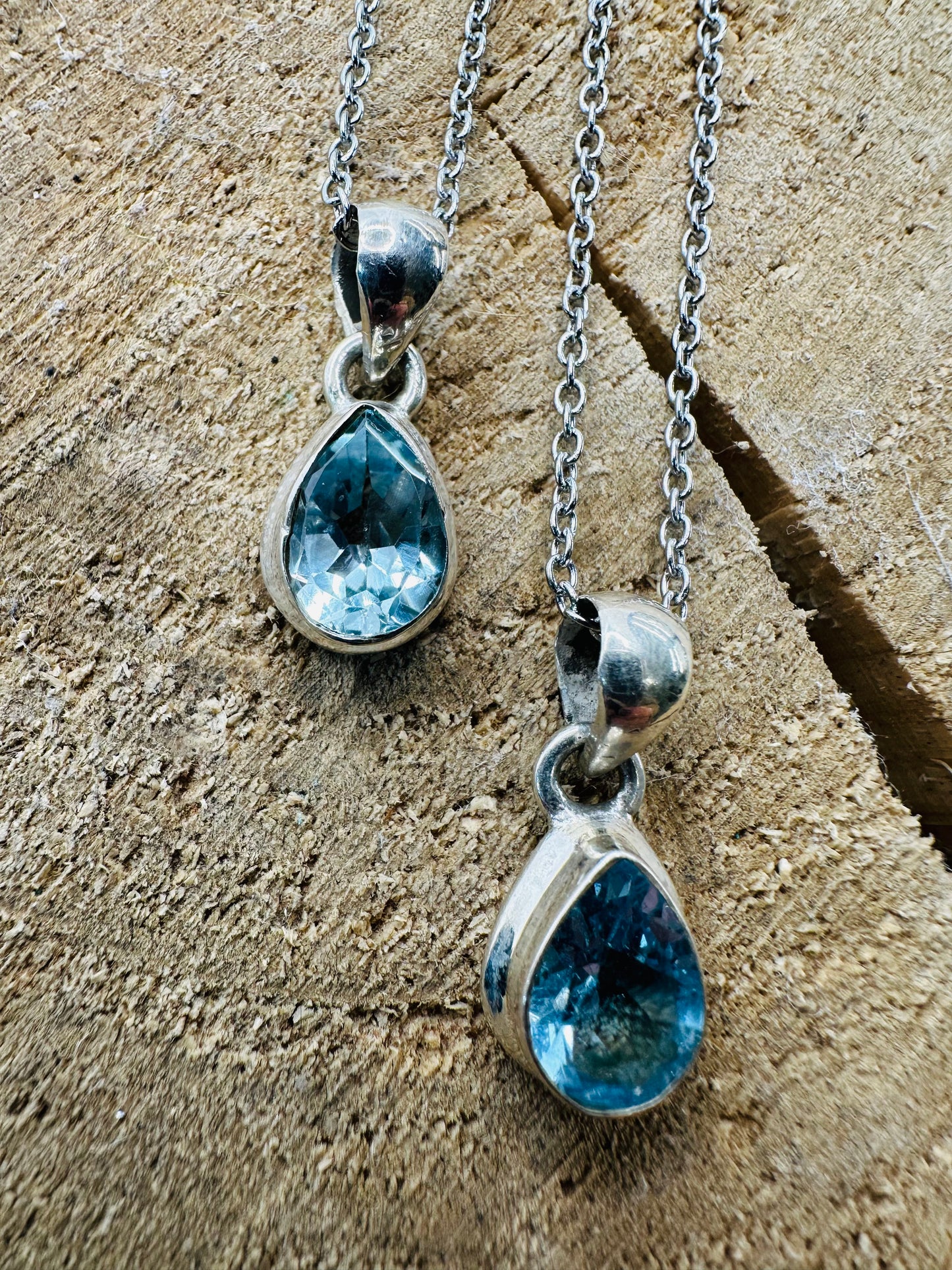 925 Topaz Tear Drop Faceted Pendant
