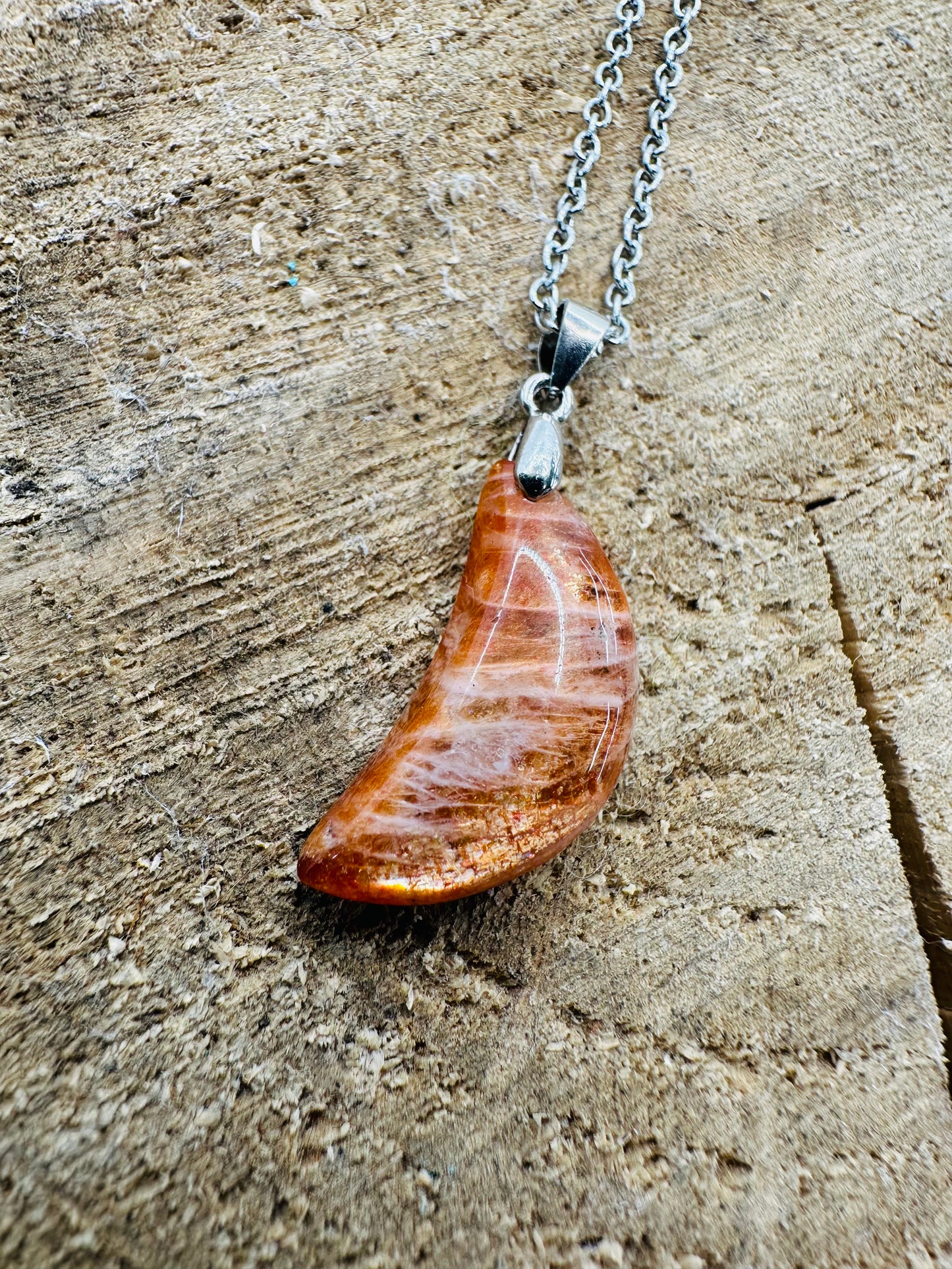 925 Sunstone Moon Pendant