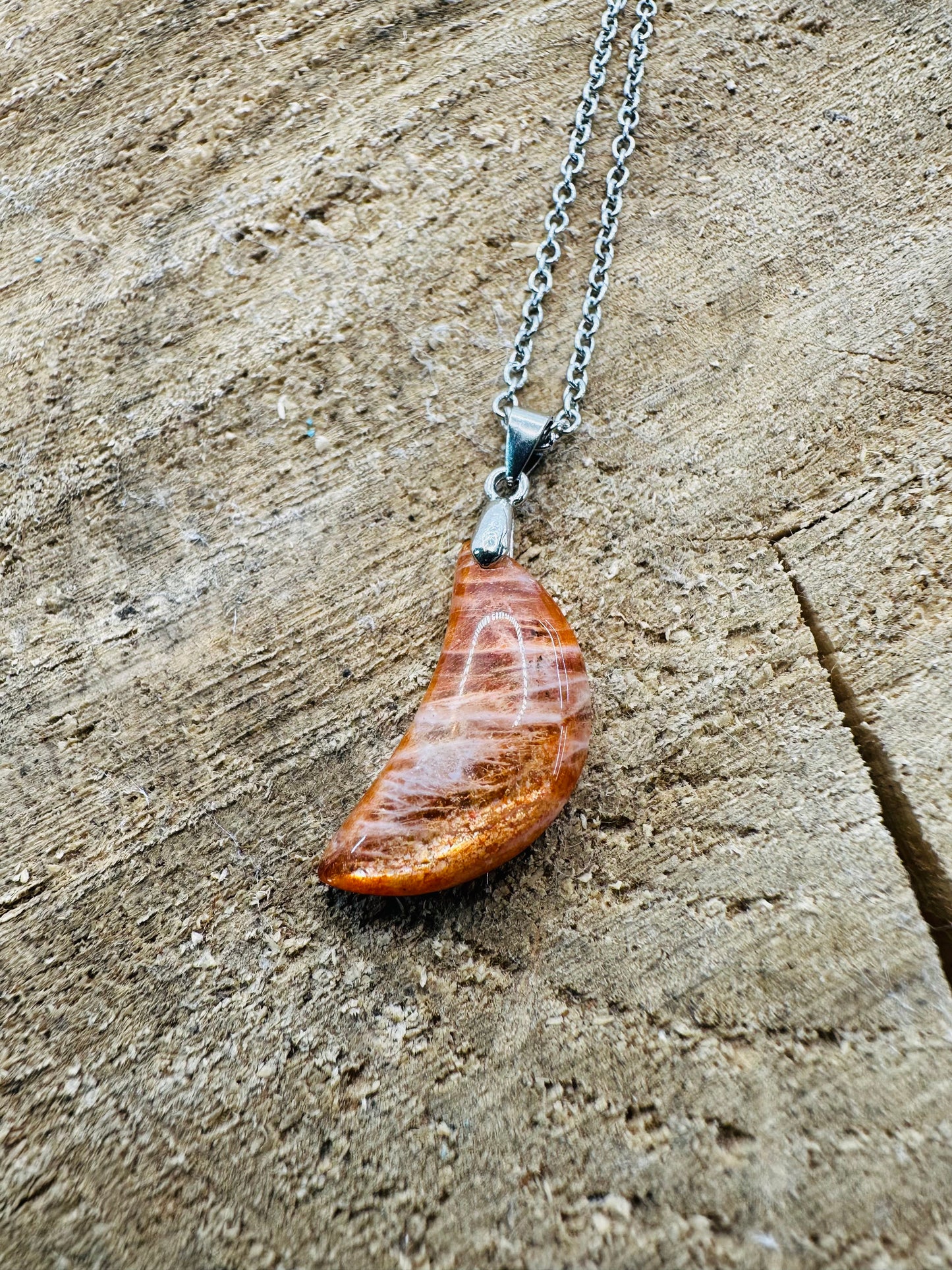 925 Sunstone Moon Pendant