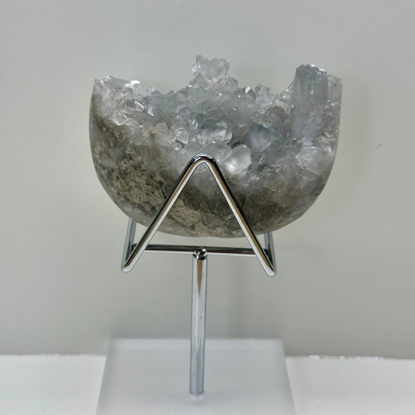 Raw Blue Celestite On Stand