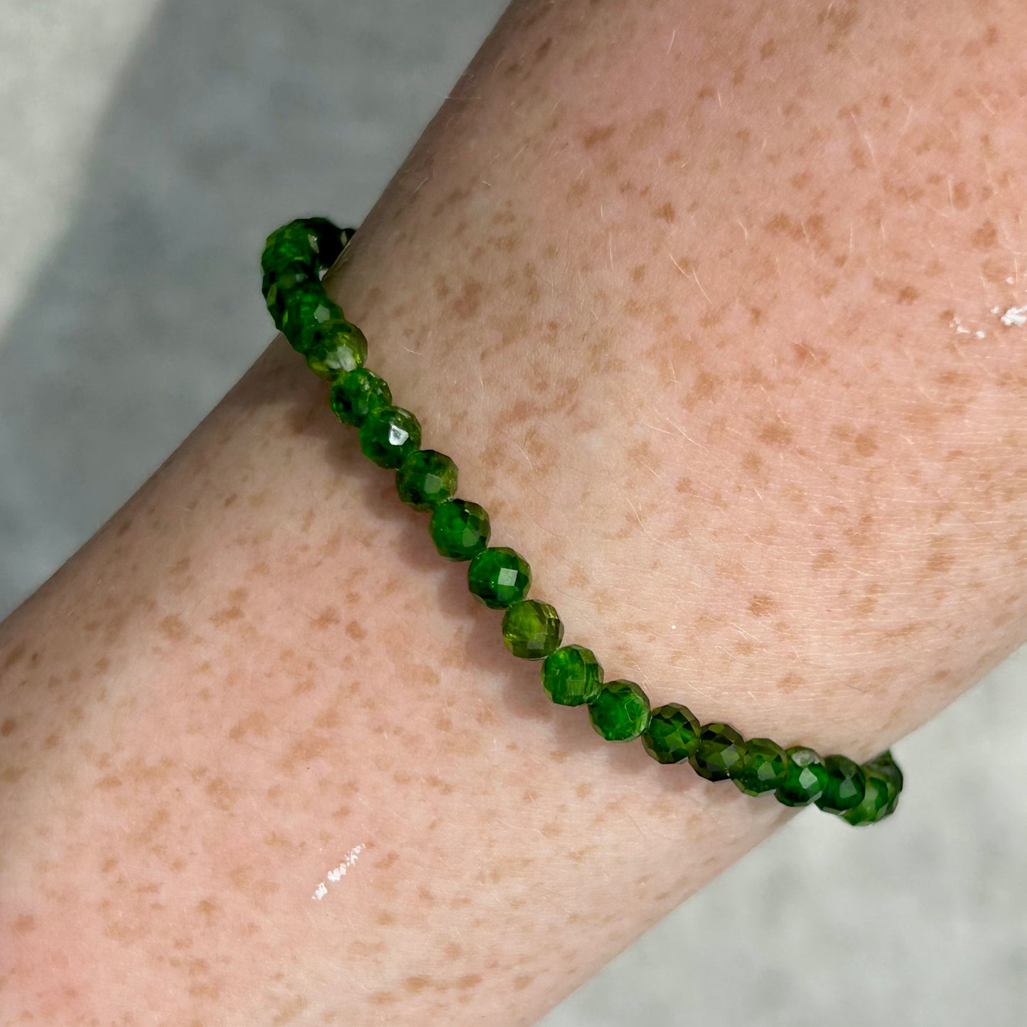 High Grade Dioptase Faceted Cut Bracelet 4mm