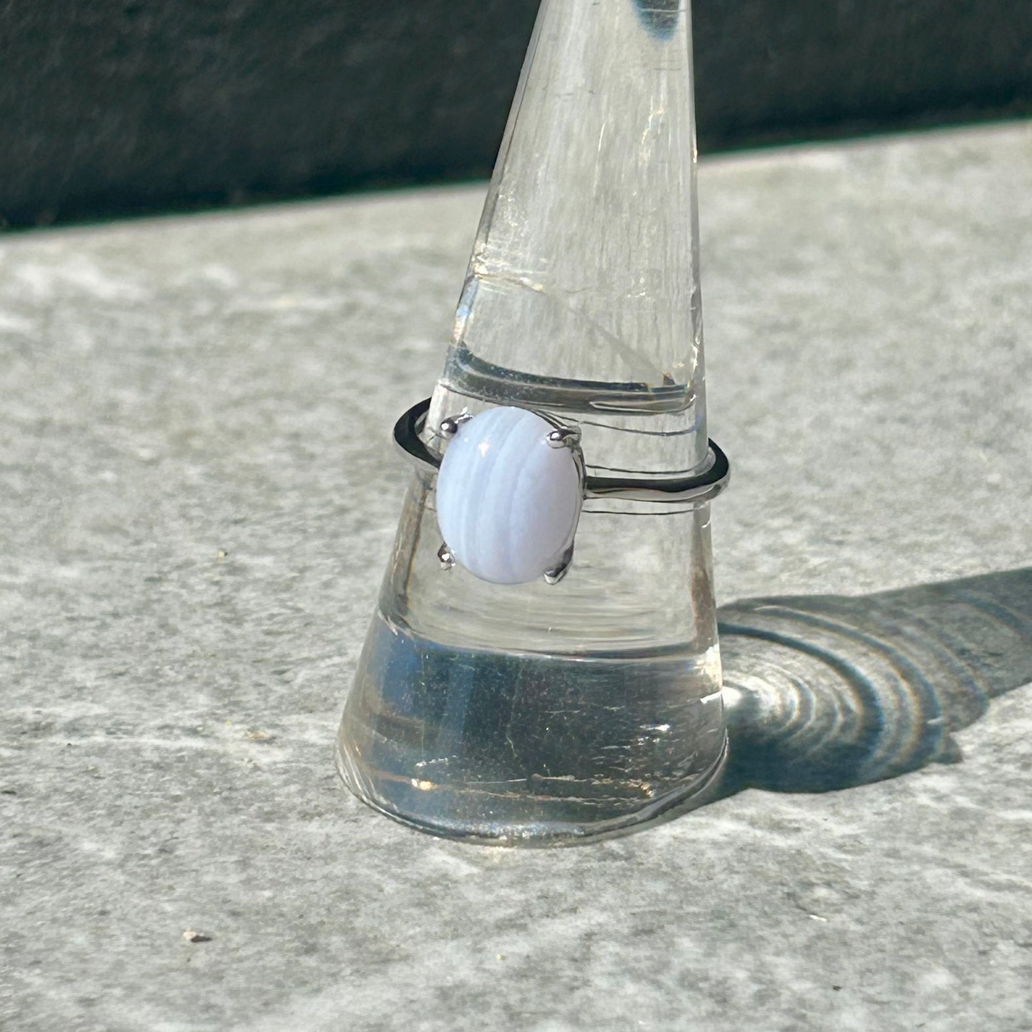 Blue Lace Agate Adjustable 925 Ring