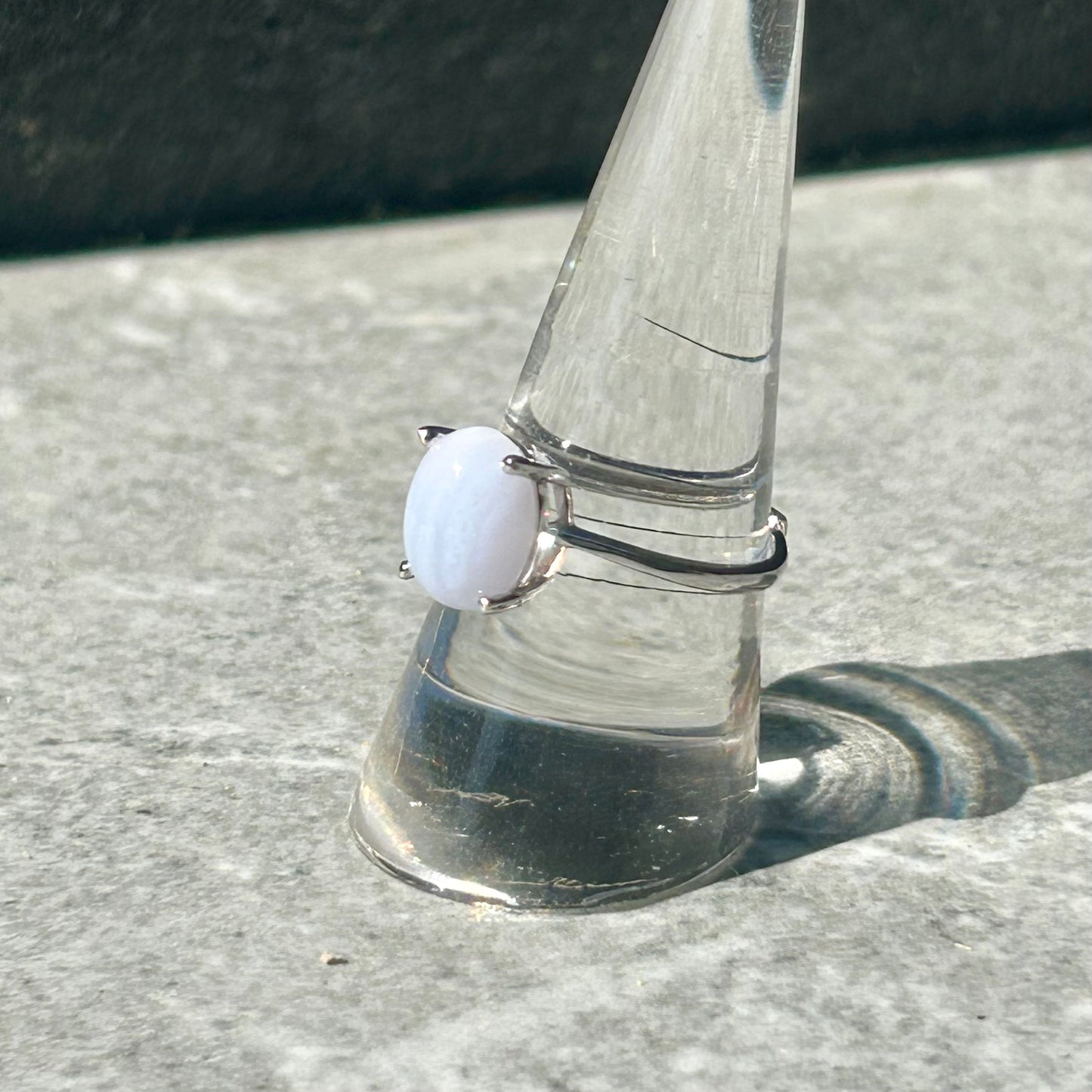 Blue Lace Agate Adjustable 925 Ring