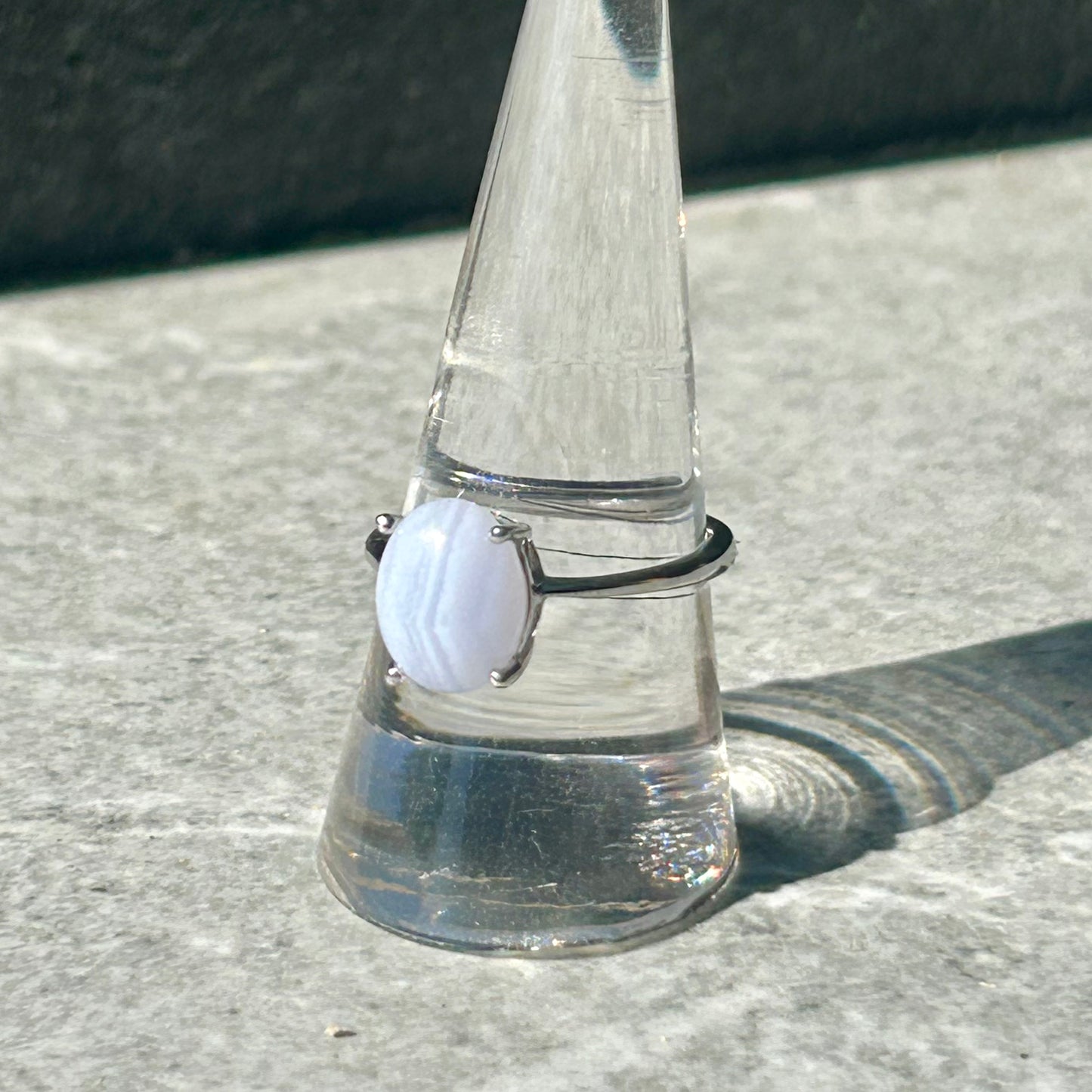 Blue Lace Agate Adjustable 925 Ring