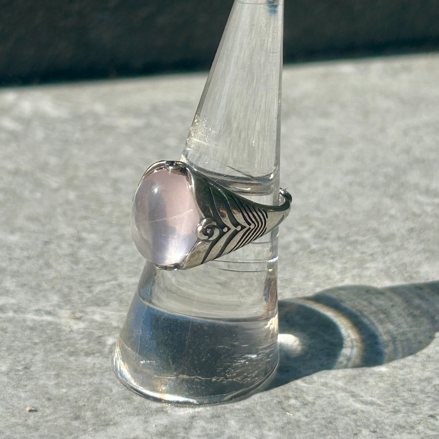 Rose Quartz Adjustable 925 Ring