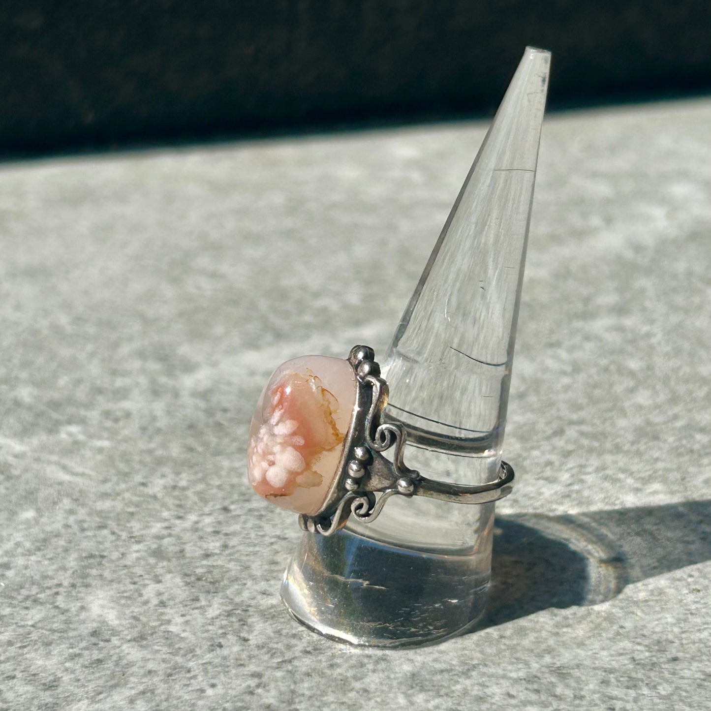 Flower Agate & Carnelian Adjustable 925 Rings
