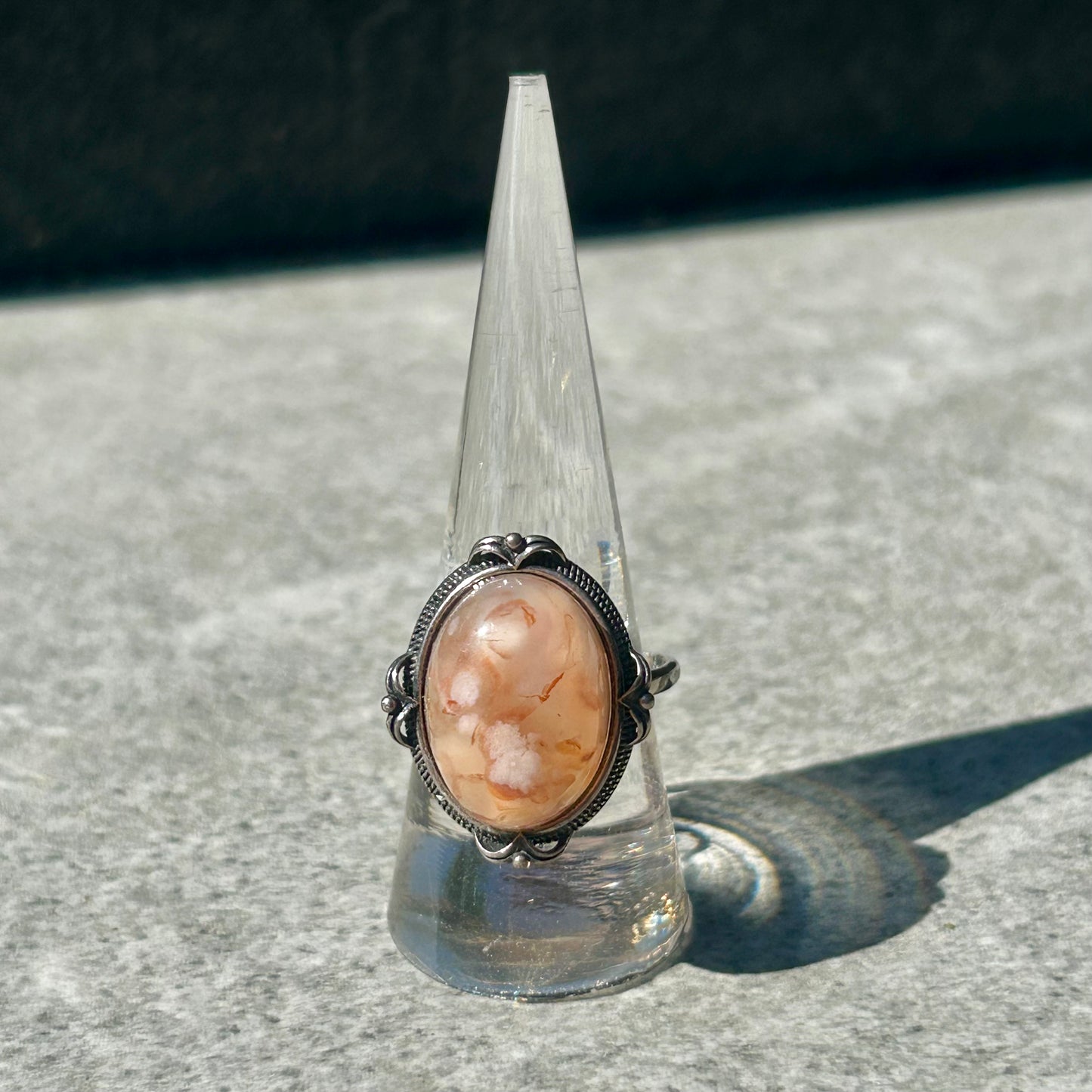 Flower Agate & Carnelian Adjustable 925 Rings