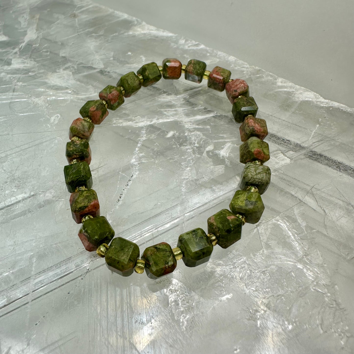 Cubed Unakite Bracelets