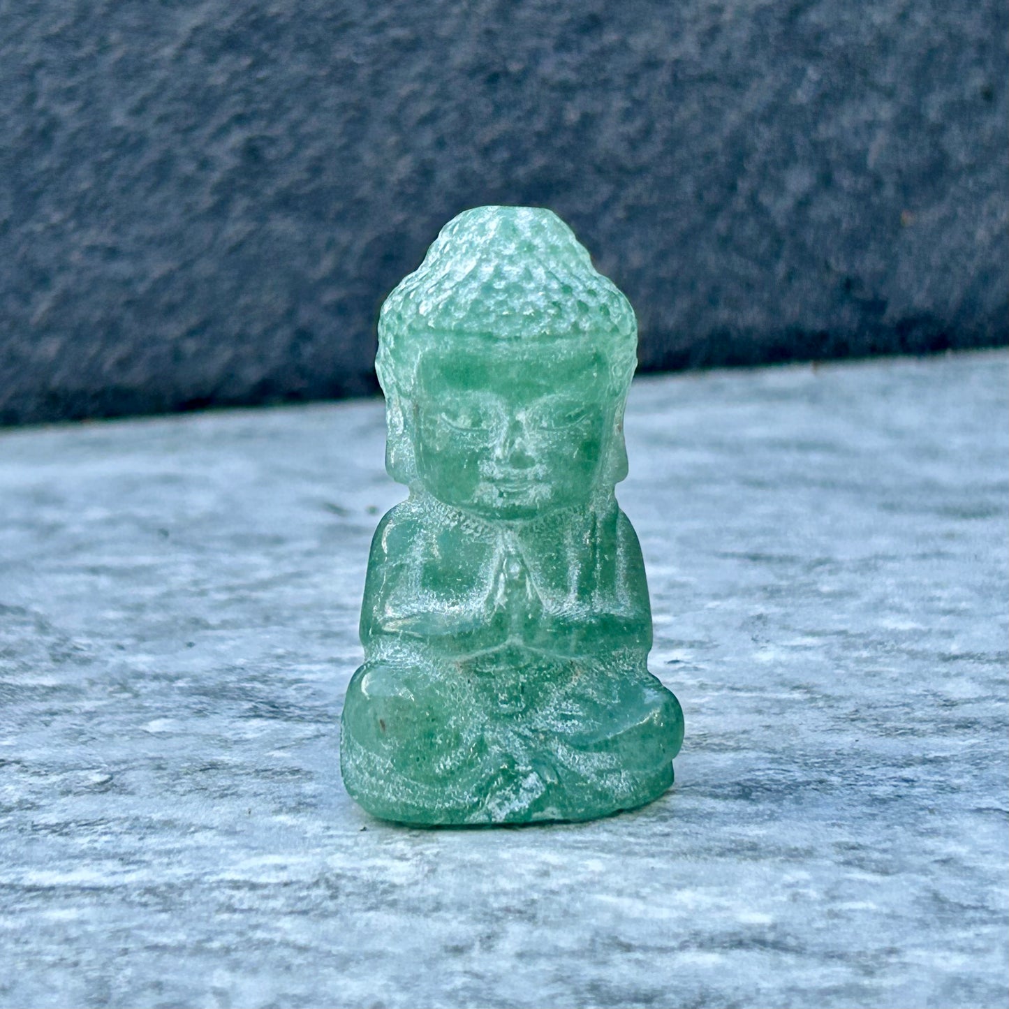 Green Strawberry Quartz Mini Buddha Carving