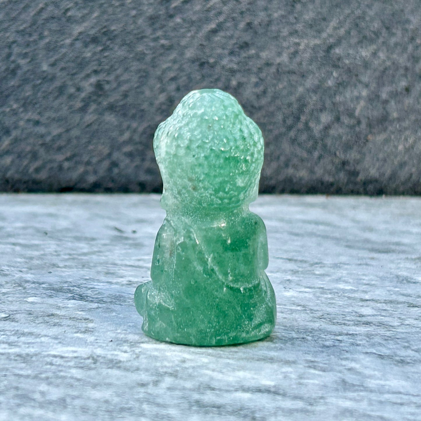 Green Strawberry Quartz Mini Buddha Carving