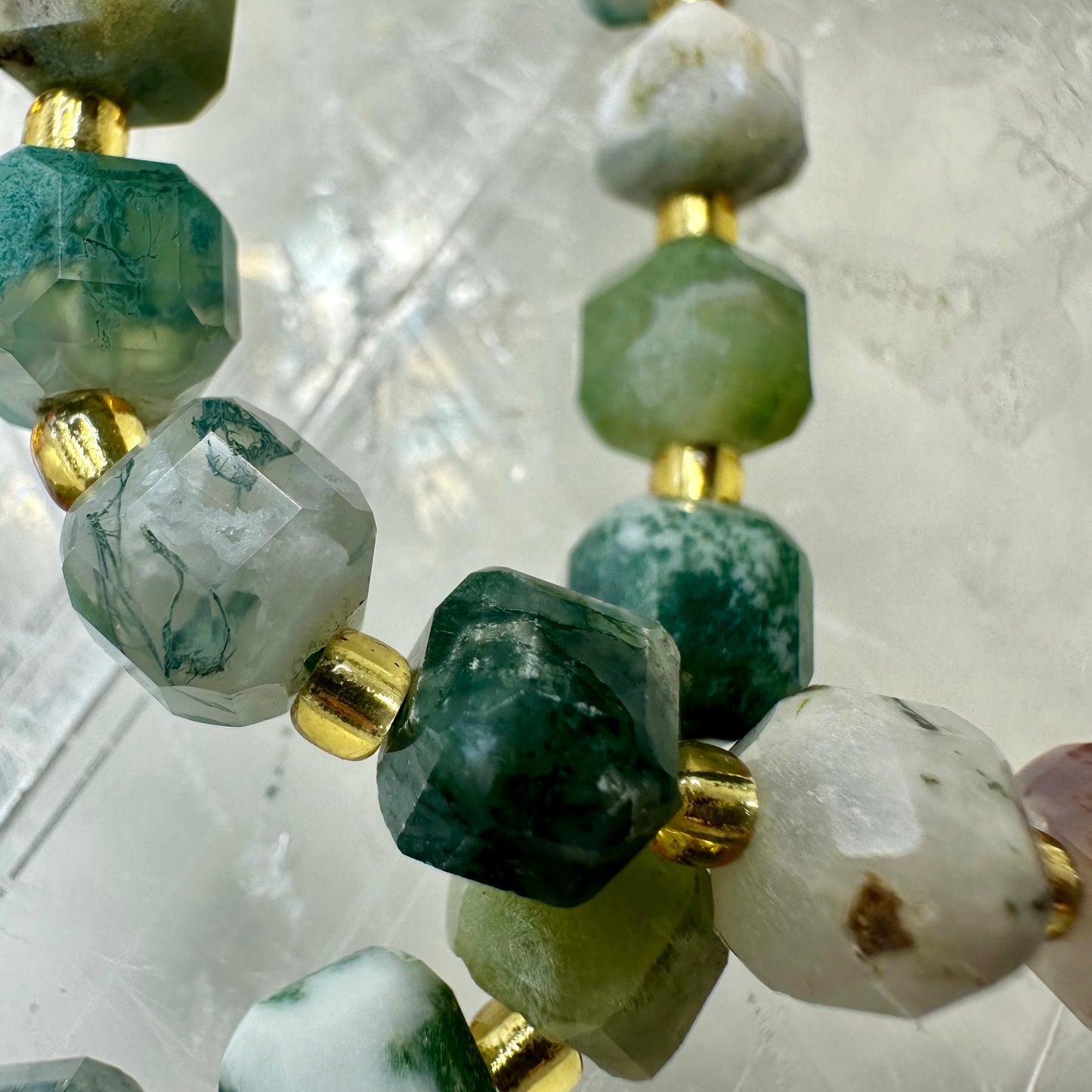 Moss Agate Cubed Bracelets