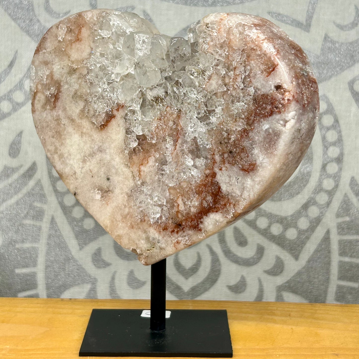 Pink Amethyst Heart On Stand