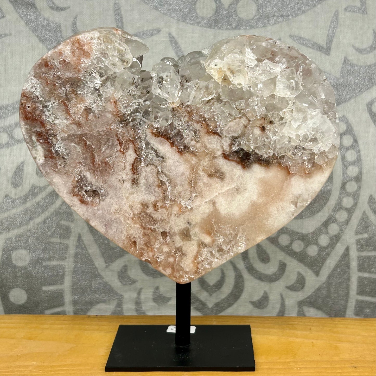 Pink Amethyst Heart On Stand