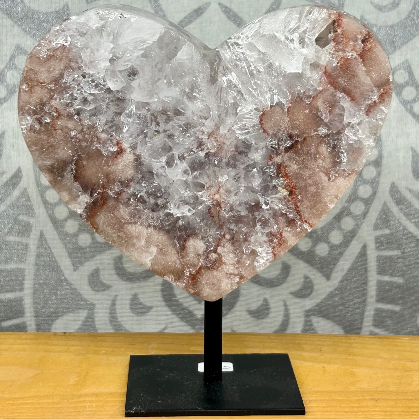 Pink Amethyst Heart On Stand