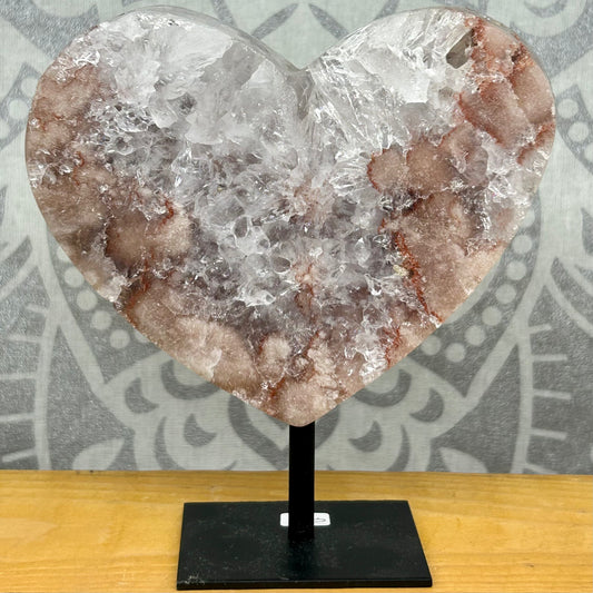 Pink Amethyst Heart On Stand