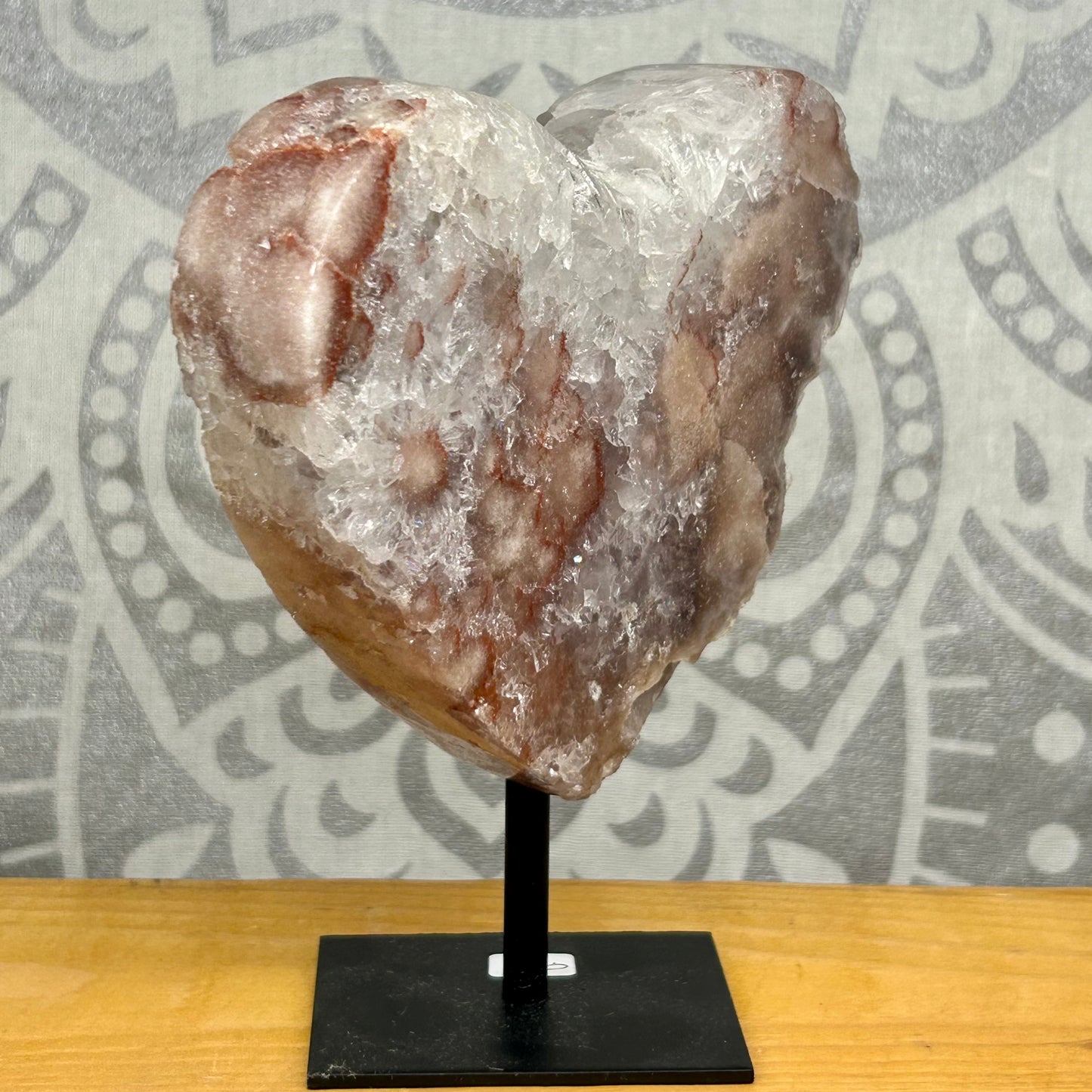 Pink Amethyst Heart On Stand