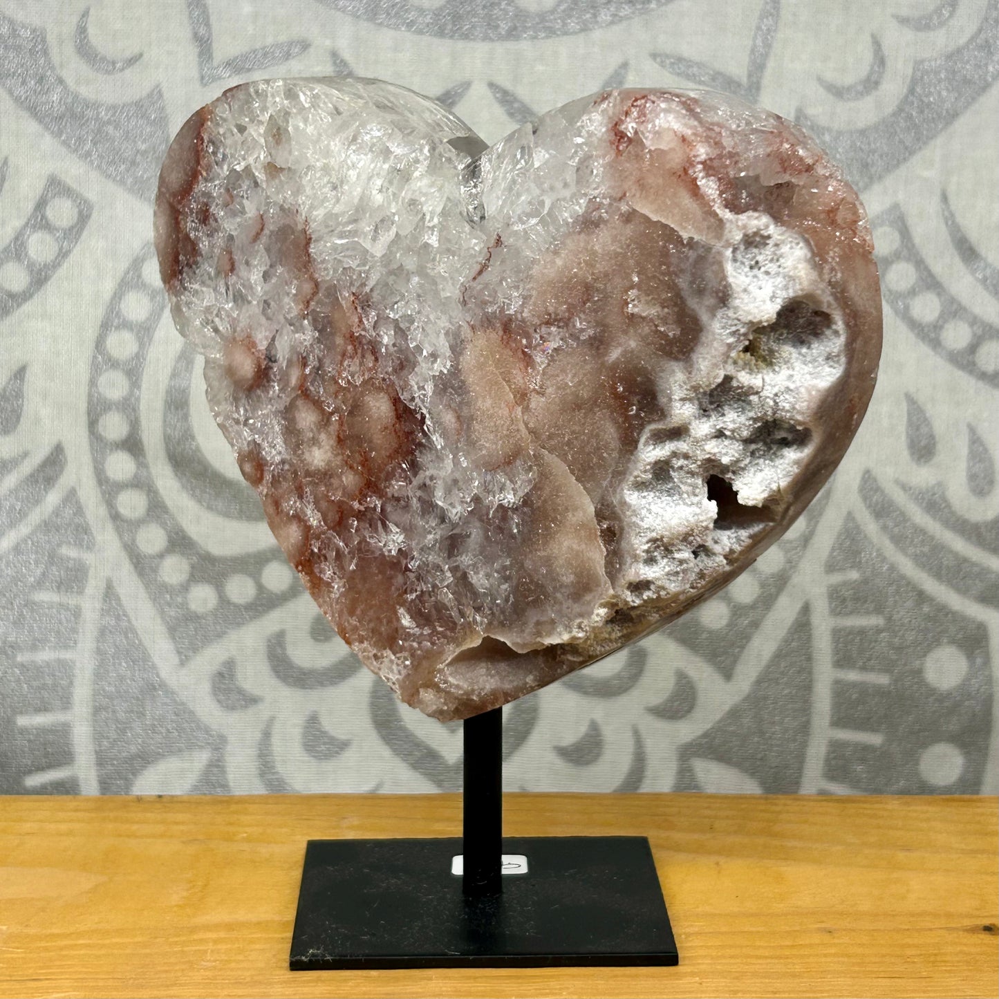 Pink Amethyst Heart On Stand