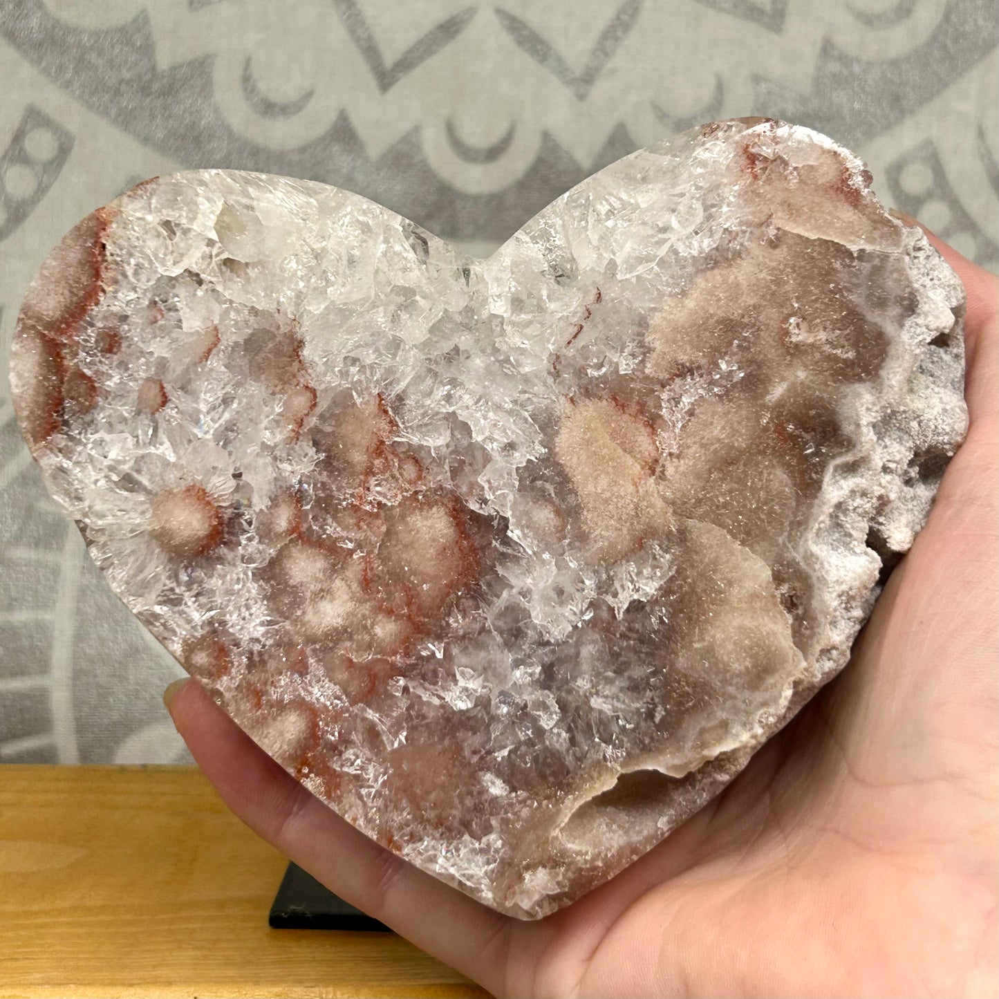 Pink Amethyst Heart On Stand