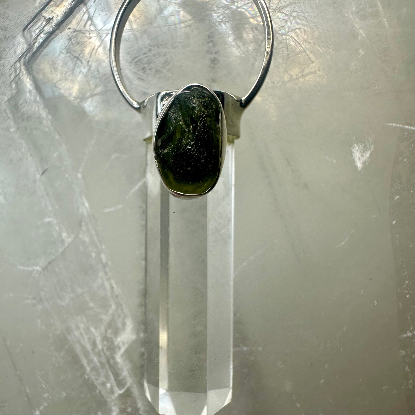 Moldavite & Quartz Pendant (70)