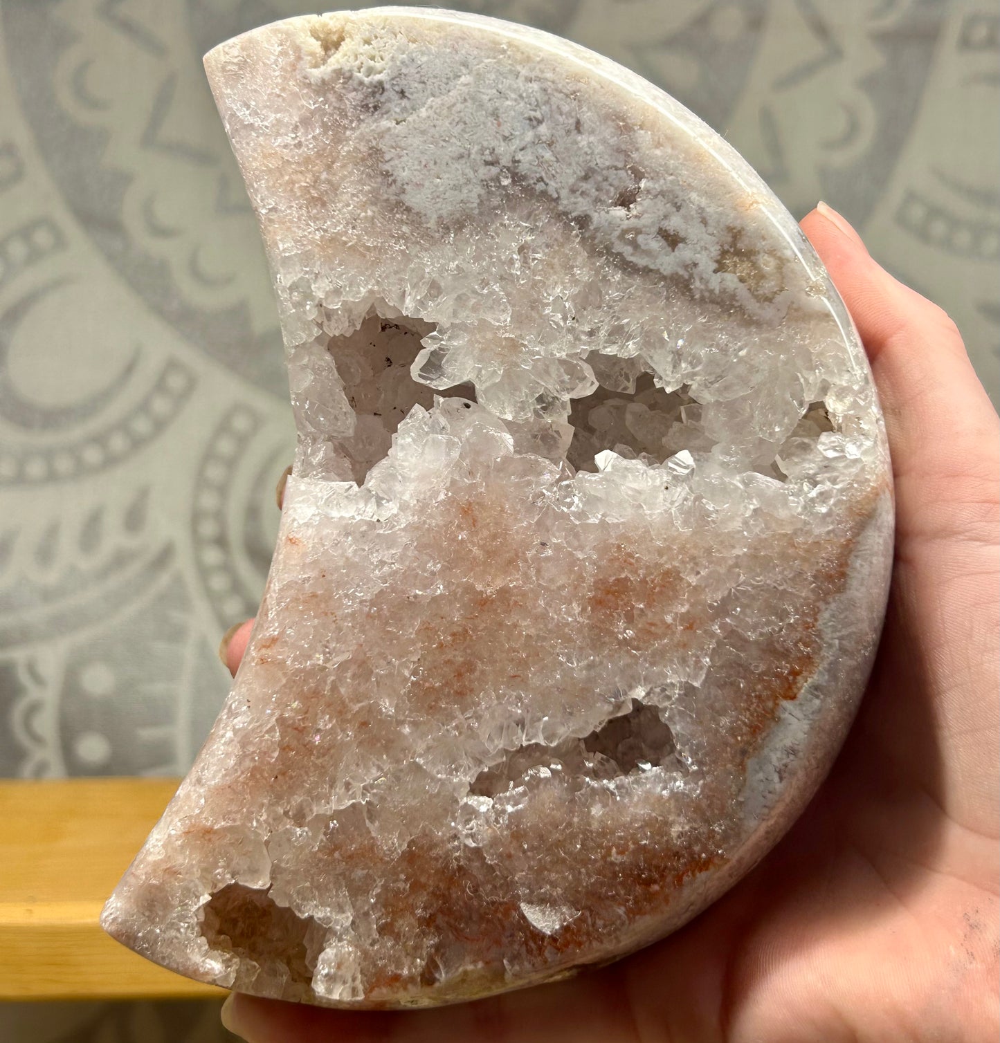 Pink Amethyst Moon On Stand