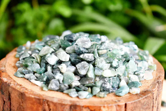 Moss Agate Crystal Chips