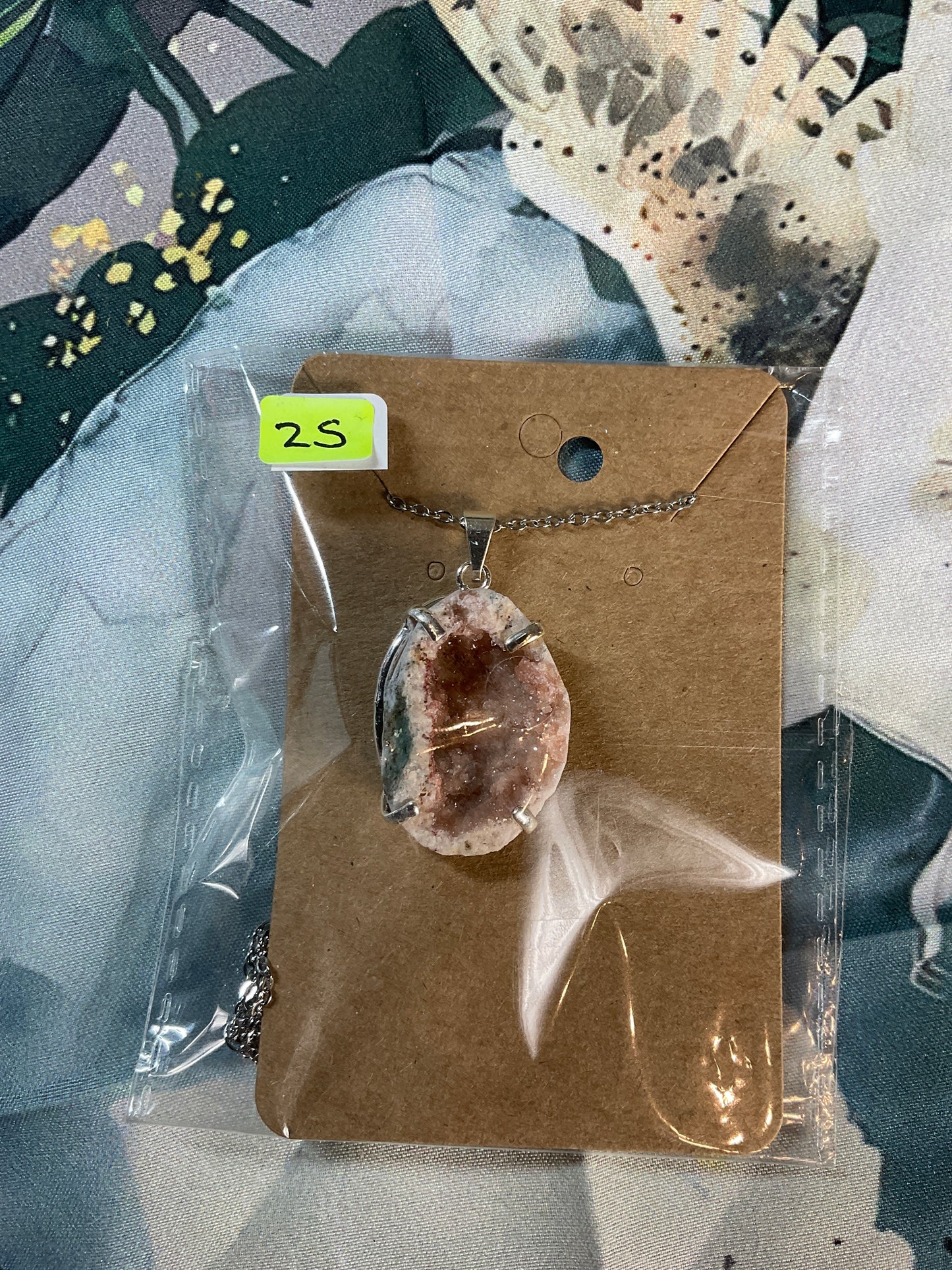 Pink Amethyst Cluster Pendants Plated