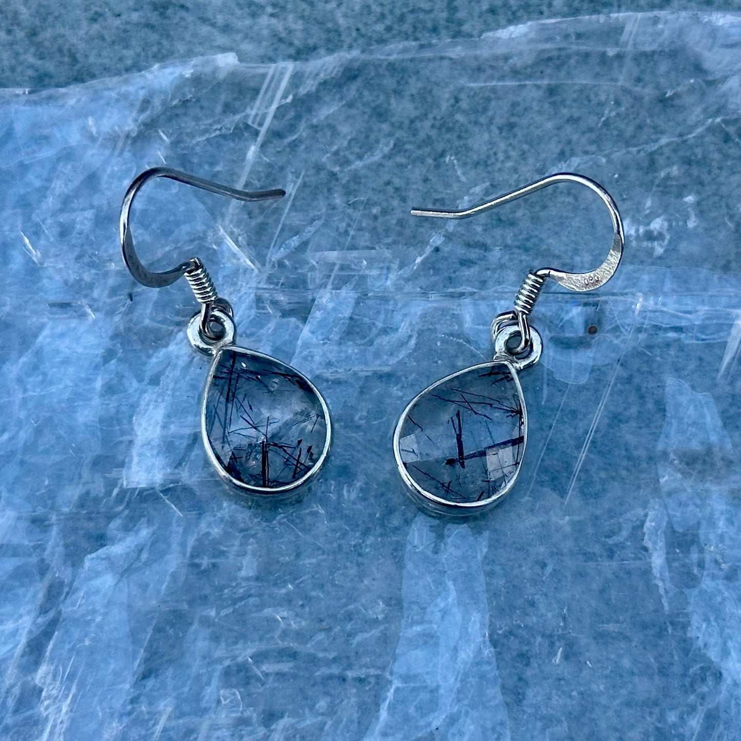 Tourmalated Quartz Teardrop 925 Earrings Style 2