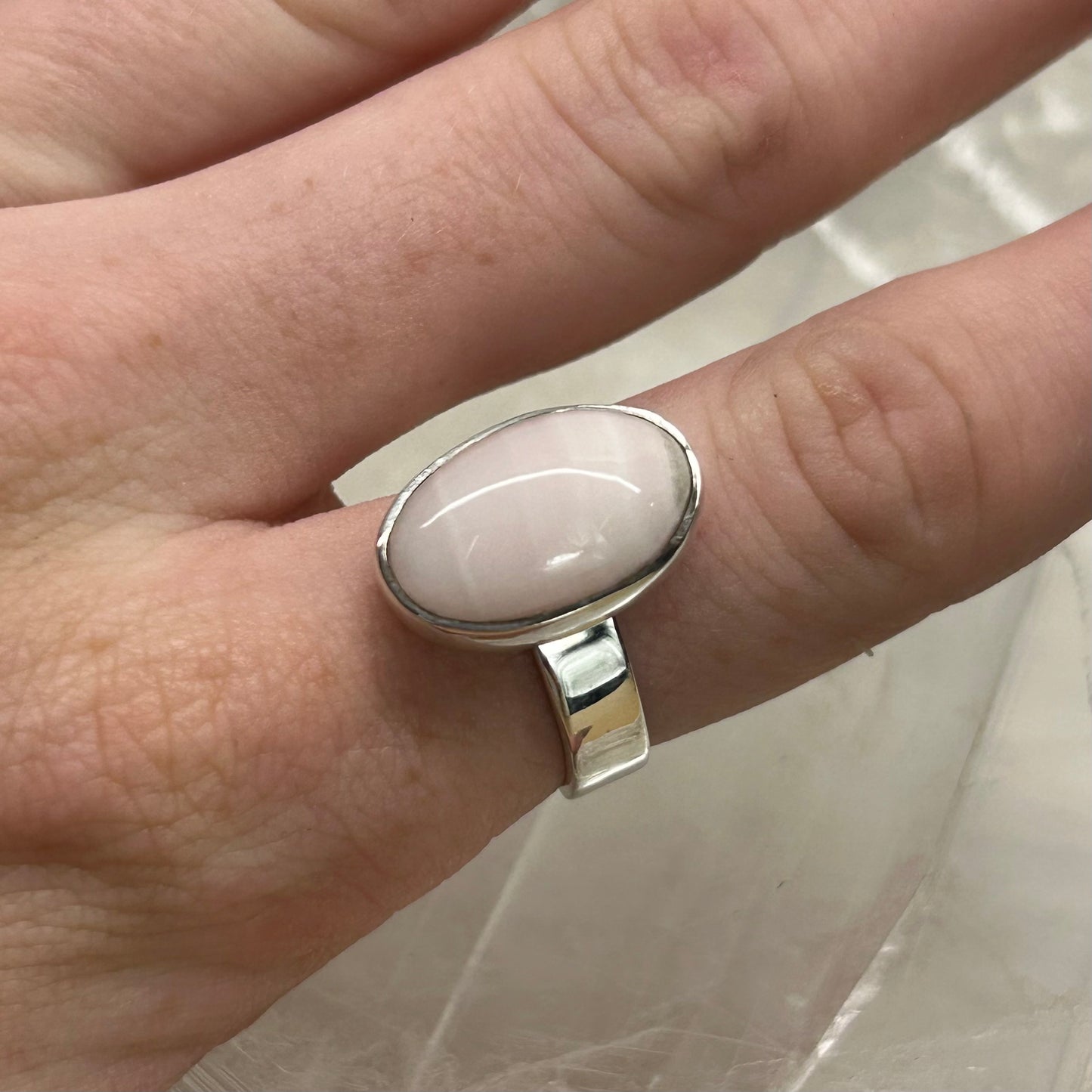 Pink Calcite Adjustable Ring