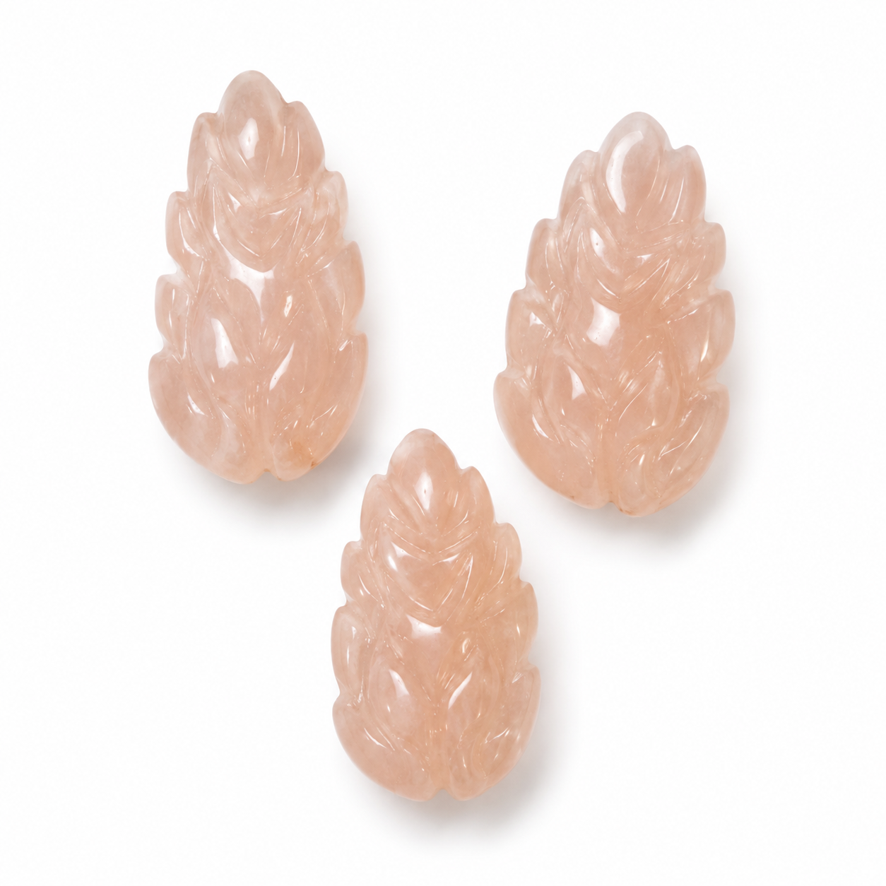 Peach Moonstone Mini Fox Carvings