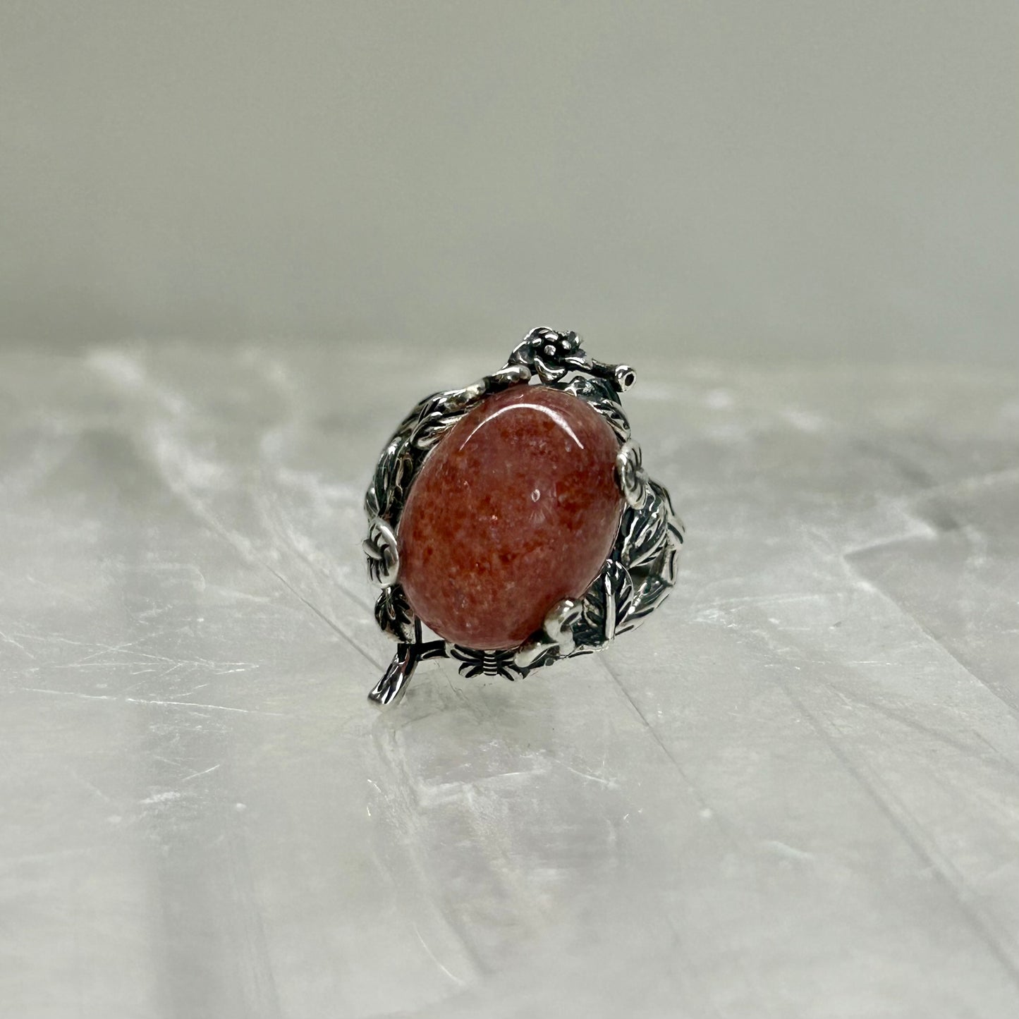 Strawberry Quartz Adjustable Ring