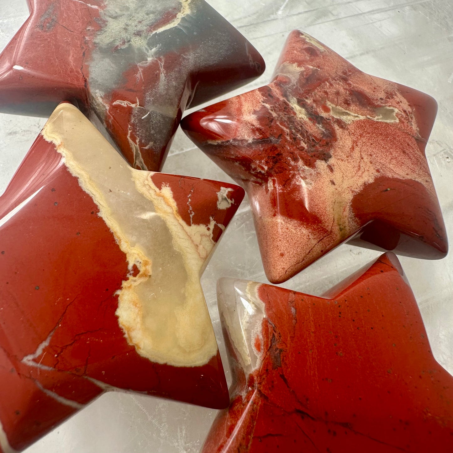 Red Jasper Star Carvings