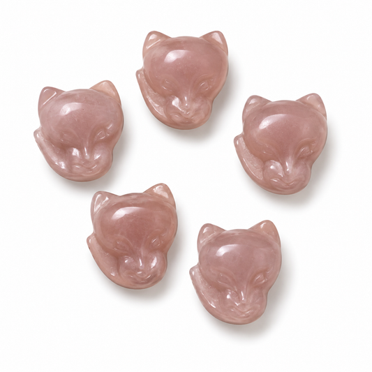 Peach Moonstone Mini Fox Carvings