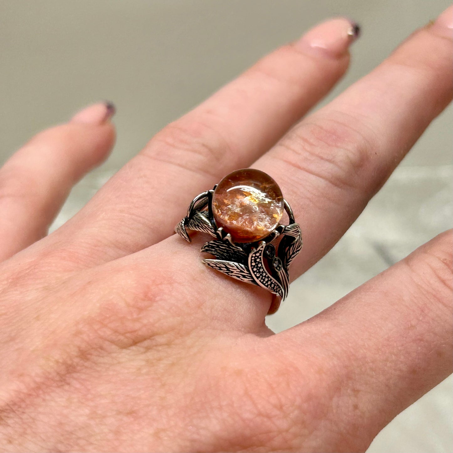 Fire Quartz Adjustable Ring