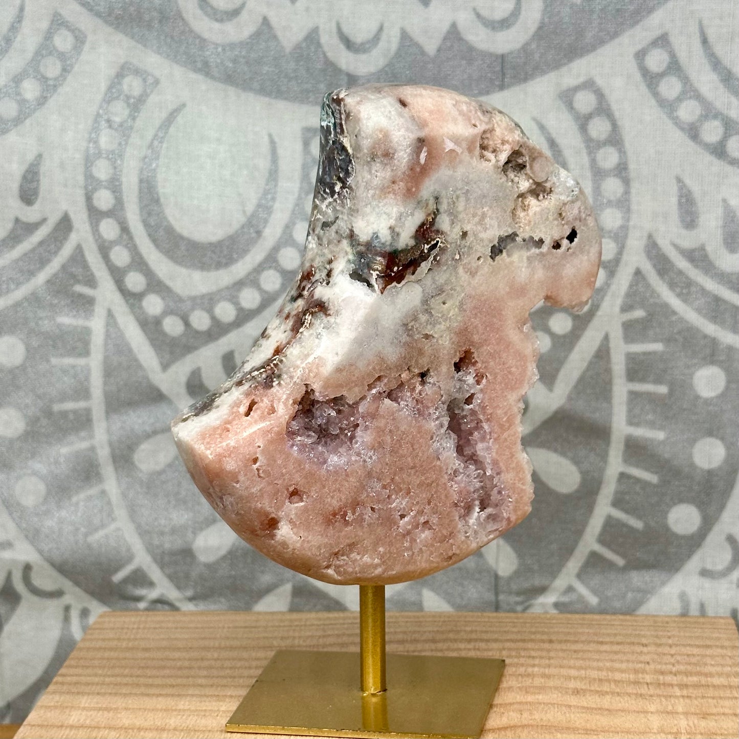 Pink Amethyst Moon On Stand