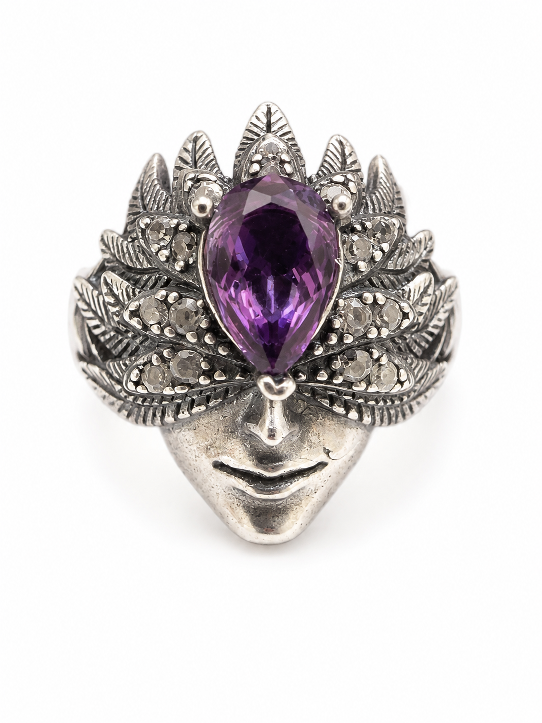 Amethyst Medusa Head Adjustable Ring