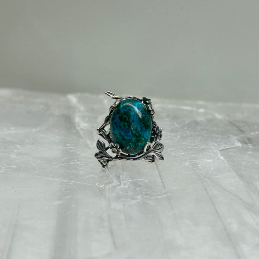 Chrysocolla Adjustable Ring 925