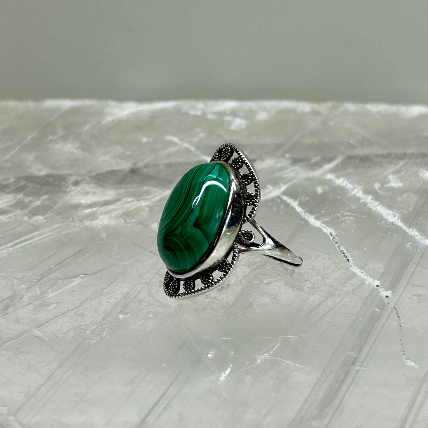 Malachite Adjustable Ring