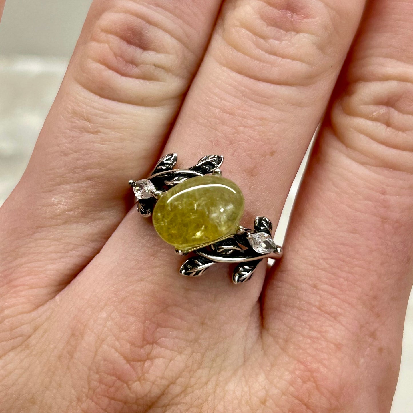 Green Garnet Adjustable Ring