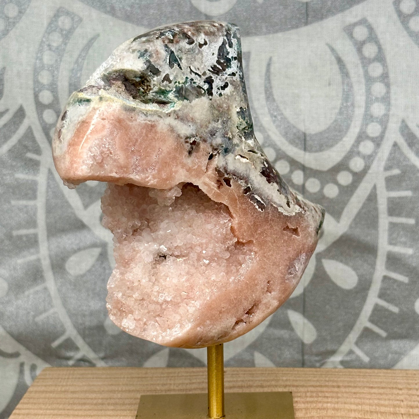 Pink Amethyst Moon On Stand