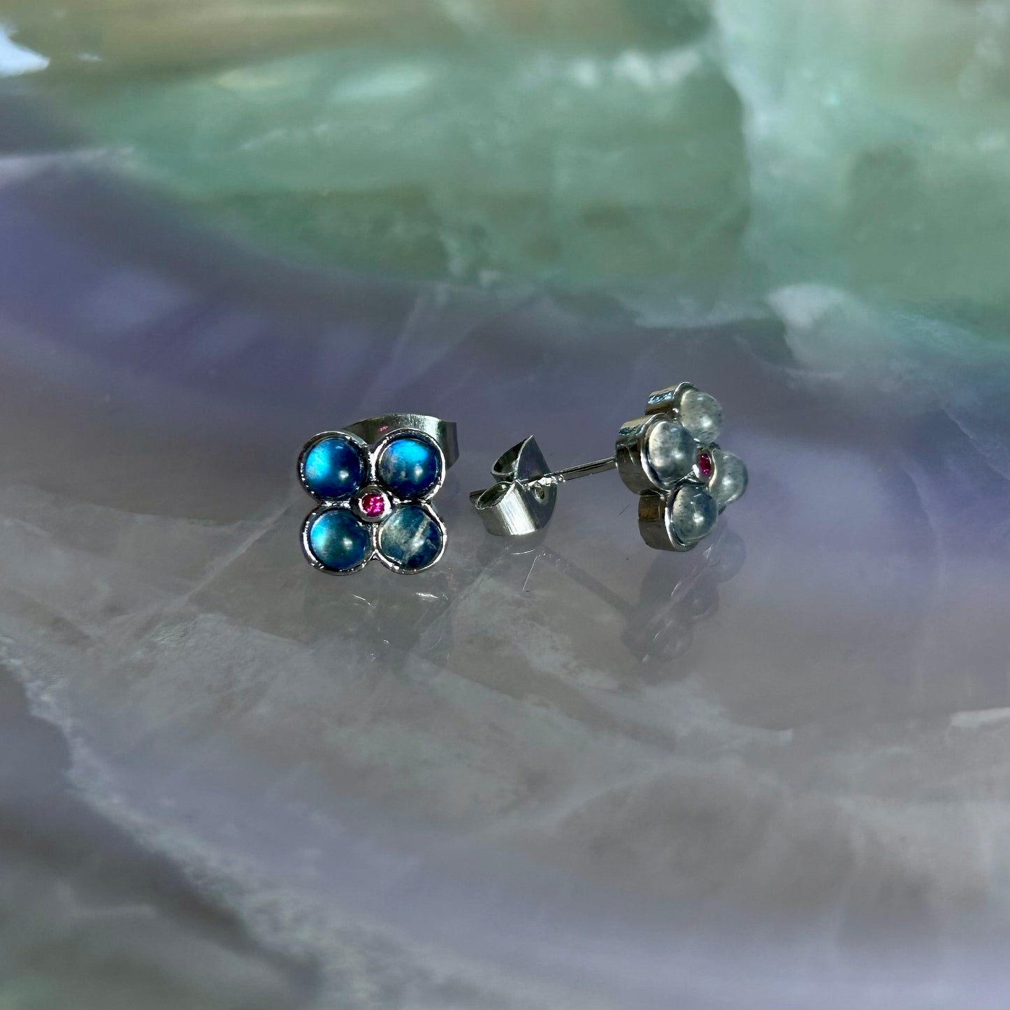 Labradorite Clover 925 Stud