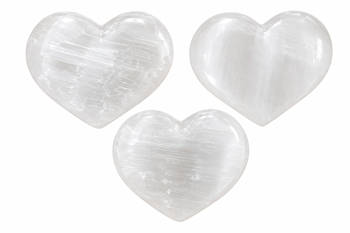 Selenite Heart Carving