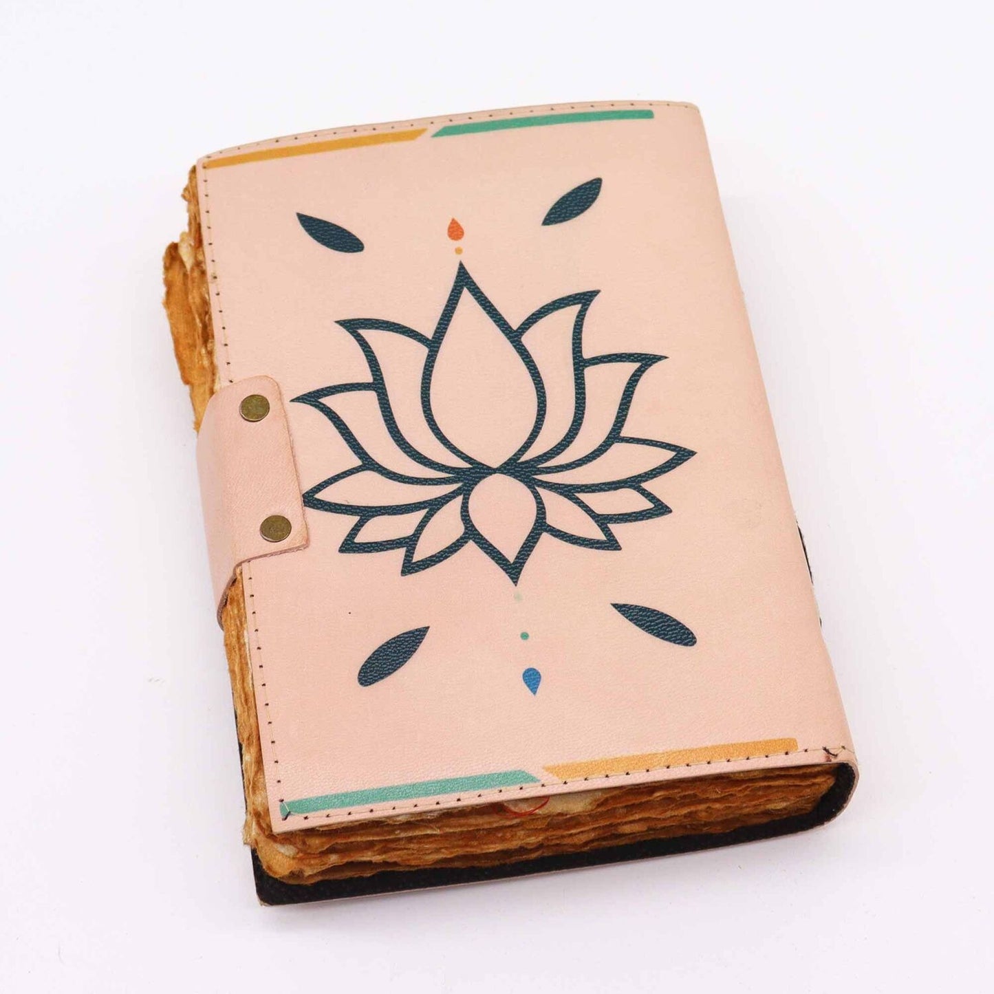 Leather Seven Chakra Colours Deckle Edge Notebook MultiColor