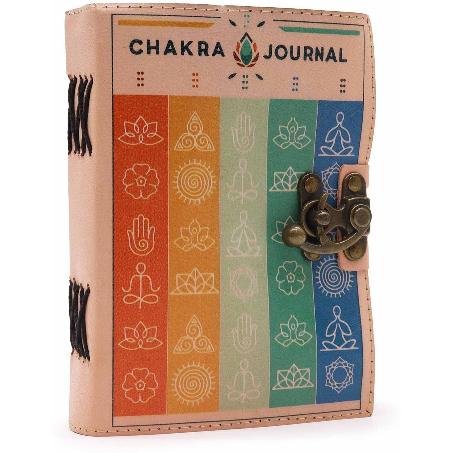 Leather Seven Chakra Colours Deckle Edge Notebook MultiColor