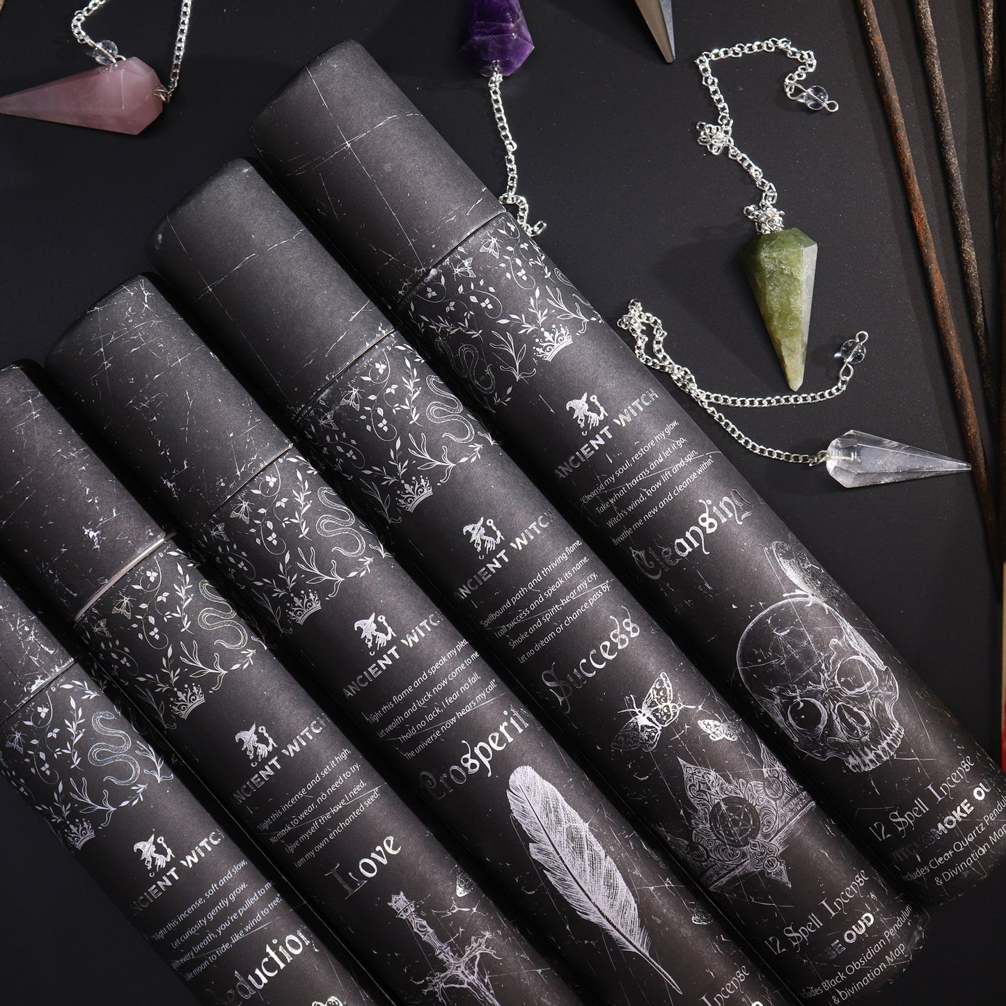 Cleansing Incense Sticks With Clear Quartz Pendulum