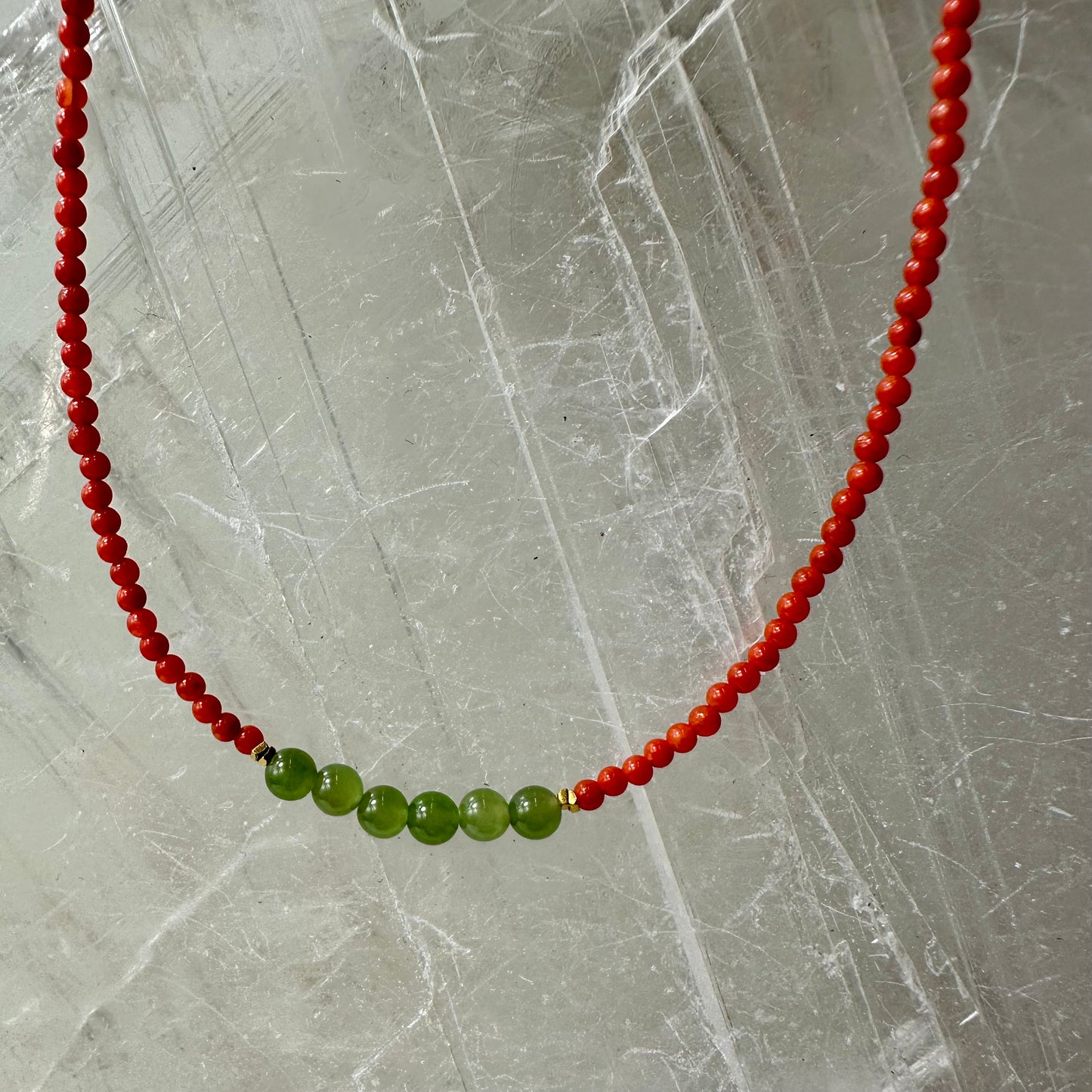 Carnelian And Jade Bedded Necklaces