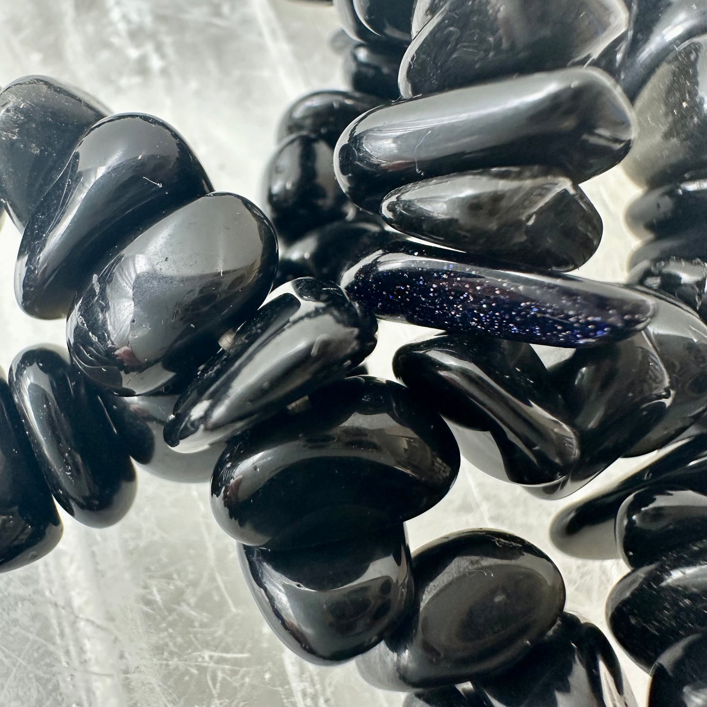 Chunky Obsidian Chipped Bracelets