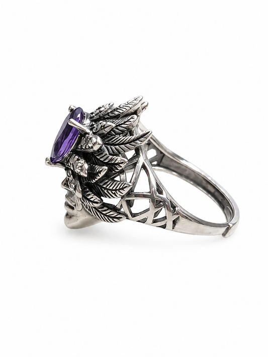 Amethyst Medusa Head Adjustable Ring