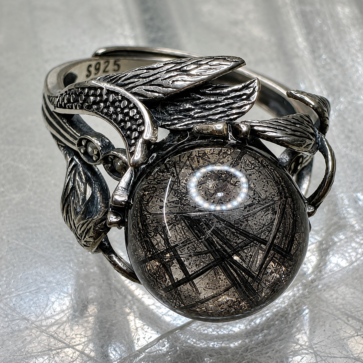 Quartz & Tourmaline Ring