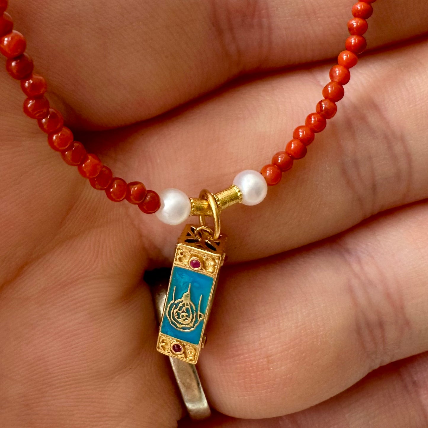 Carnelian And Turquoise Bedded Necklace