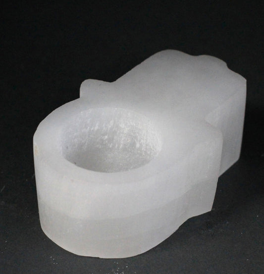 Selenite Hamsa Candle Holder